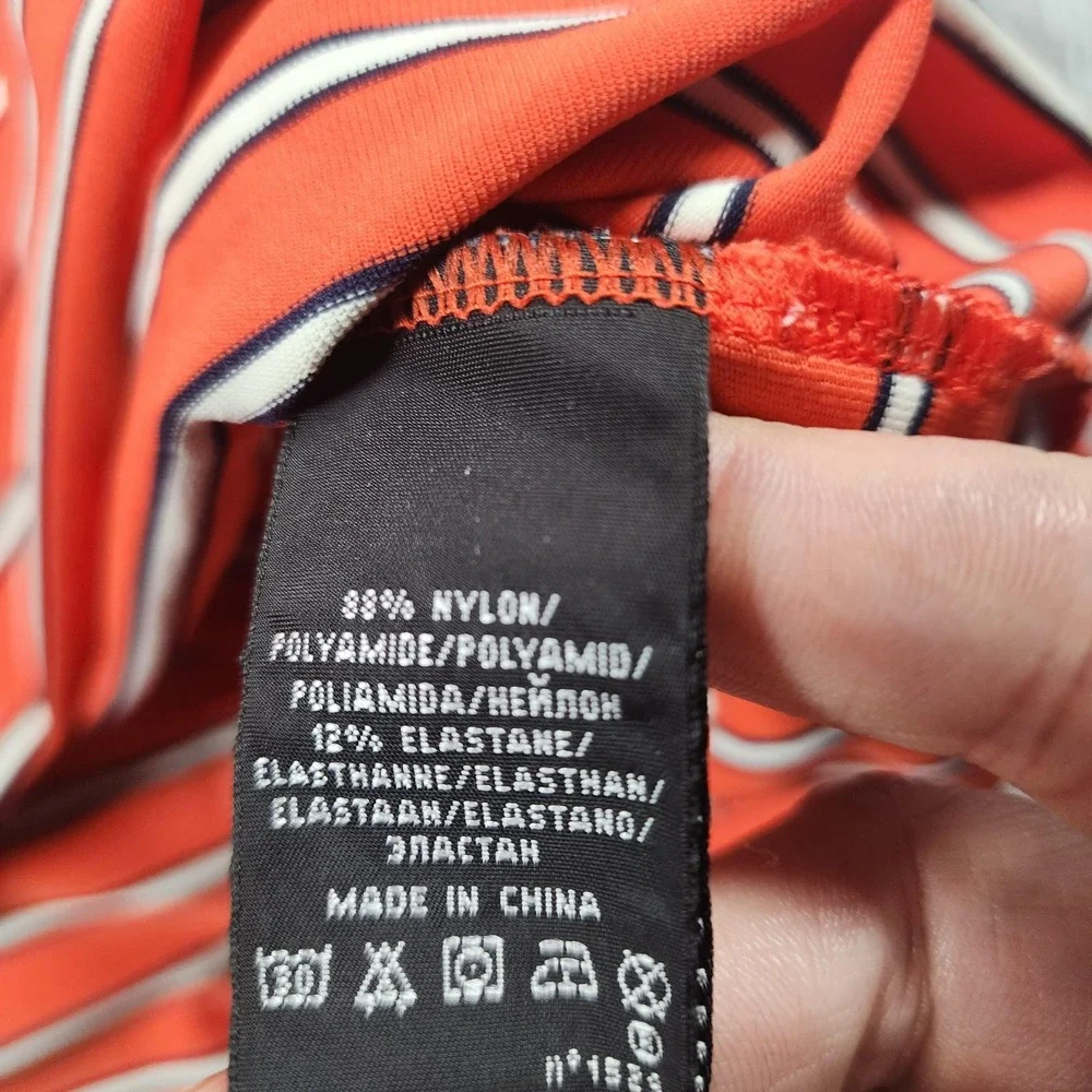 RLX Ralph Lauren Polo Shirt Men XL Orange Striped Rhode Island Country Club Golf